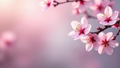 Delicate pink sakura blossoms, intricate branches, soft pastel background , elegant, cherry, texture