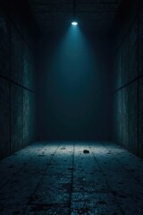Darkened empty space with a few scattered objects, solitary, dark, lonely