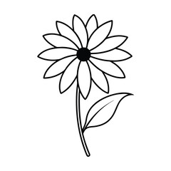 Simple Black Line Flower Illustration