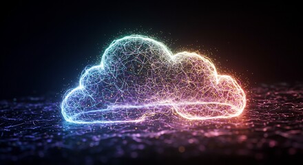 Obraz premium Glowing Colorful Cloud Network Digital Technology