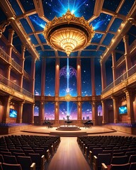 Obraz premium Grand Concert Hall Celestial Stage Design, Digital Painting