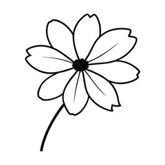 Naklejka premium Simple Line Drawing of a Cosmos Flower
