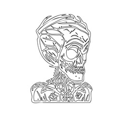 Ornate skull outline with intricate patterns forming a decorative headpiece
