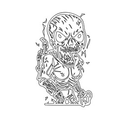 Stylized skull figure with outline design conveys unique and edgy expression