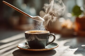 Collagen-infused coffee on a bright kitchen counter