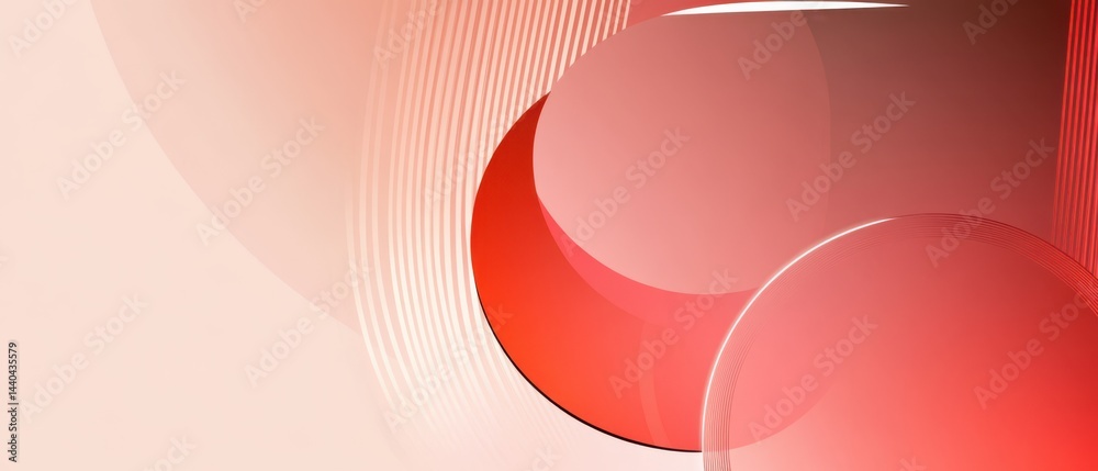 Wall mural abstract red and white background with geometric shapes and lines, creating a modern and elegant des