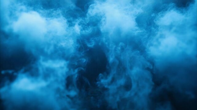 Clouds of smoke, blue dust, floating mist. 4k animation video