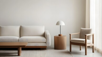 Serene and Sophisticated Scandinavian-Inspired Living Room with Neutral Tones