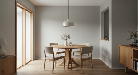 Fototapeta premium Modern Minimalist Dining Room with Home Decor
