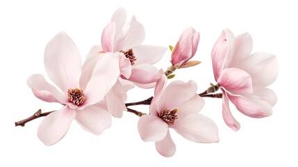 Naklejka premium Delicate Magnolia Blooms in Soft Pink Shades, Botanical Elegance