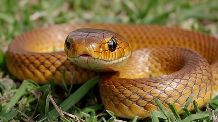 Obraz premium Close-Up Snake in Grass for Nature Art Design