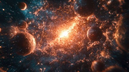 A beautiful depiction of celestial bodies within vast space