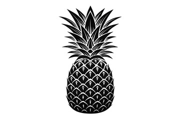 Obraz premium Creative Black and White Illustration of a Pineapple, Capturing Unique Patterns and Details, Ideal for Graphic Design and Artistic Projects