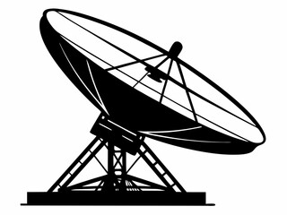 Large satellite dish antenna icon silhouette vector