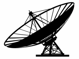 Large satellite dish antenna icon silhouette vector