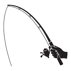 fishing rod Vector Black silhouettes. fishing rod icon. with white background