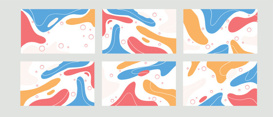 Colorful abstract paint stroke pattern with red, blue, and yellow tones in fluid forms