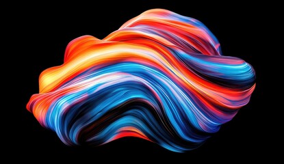 Abstract swirling vibrant paint strokes in red, orange, blue, and white on a black background