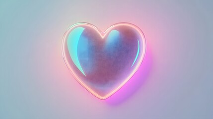 A vibrant iridescent heart glows with pastel light.  Perfect for Valentine's Day, love, or romantic designs.  Smooth, glassy texture.