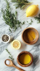 Fresh herbs and citrus ingredients for a flavorful marinade.