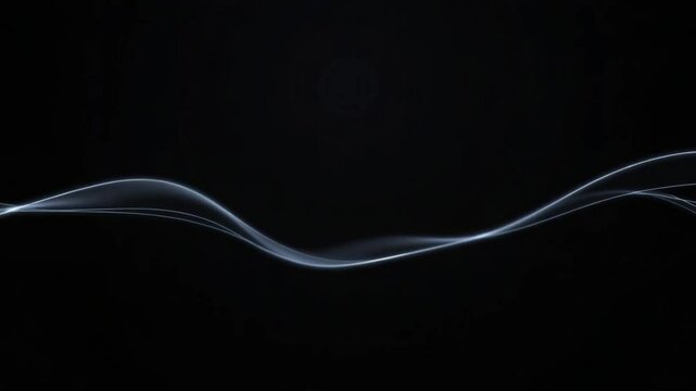 Abstract composition of wavy line against black backdrop