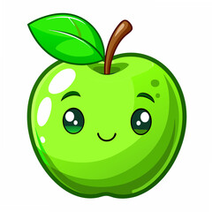 green apple with leaf