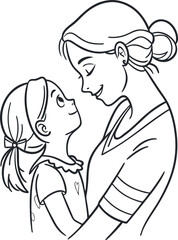 Fototapeta premium Minimalist Mother and Daughter Line Illustration