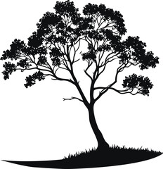 Obraz premium Tree Silhouette Vector Illustration - Simple and Minimalistic Outline Design for Creative.