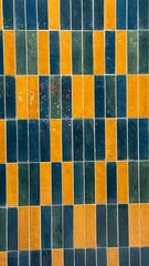 blue and yellow mosaic,modern background, glass window, glass block design,Seamless pattern with squares, Design, Modern, textile, gold square