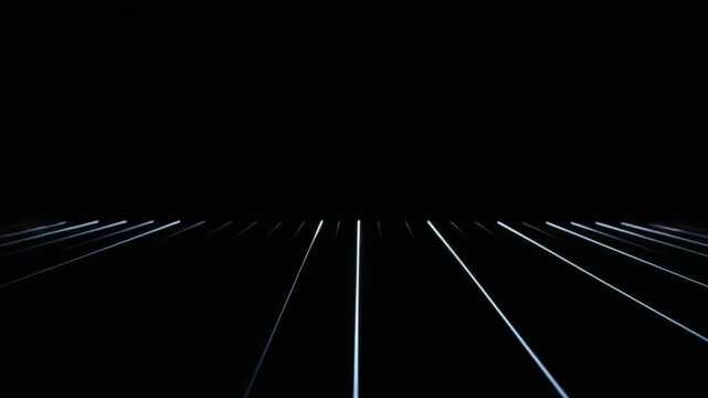 Abstract composition with parallel lines receding into darkness