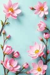 Naklejka premium Delicate pastel flowers on a soft spring floral background, delicate, spring, cute
