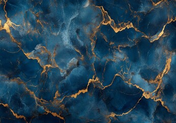 Abstract Navy Blue and Gold Marble Texture Background