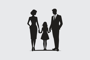 minimalist silhouette of family in black and white