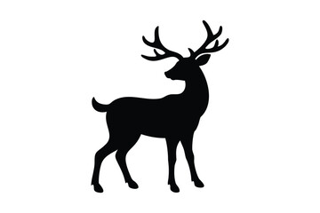Fototapeta premium Christmas reindeer silhouette vector on white background