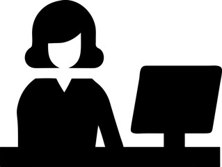 a silhouette of a woman working-on a computer 23 