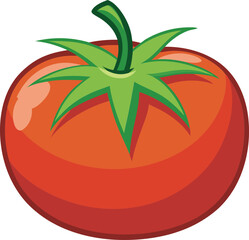A vibrant vector art illustration of a tomato vegetable, showcasing its rich color and natural detail in a modern style.
