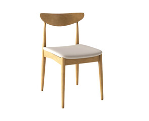 Fototapeta premium Wooden chair with wooden legs isolated. Furniture decor. Modern dinning chair for kitchen or restaurant. 
