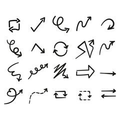 Ensemble de flèches dessinées à la main, icônes directionnelles, fichier vectoriel