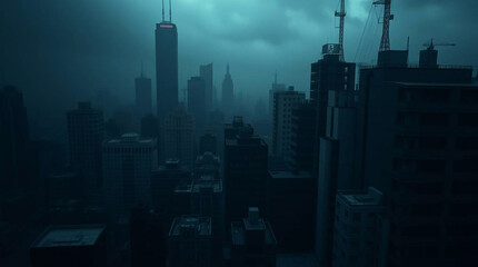 A high-resolution stock photo of a city, evoking an eerie and creepy atmosphere through dark tones and unsettling details, maintaining a commercial and professional quality.jpg