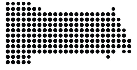 Obraz premium Symbol Map Of the County San Miguel (New Mexico, US) showing the County with a few black dots