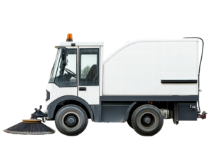 Isolated White Street Sweeper Truck