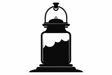 Mason Jar Bedside Lamp Silhouette Black And White Vector Illustration
