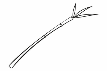 Thin Bamboo Stick Outline Black And White Vector Illustration