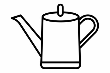 Tin Watering Can Simple Outline Black And White Vector Illustration
