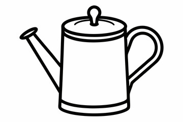 Tin Watering Can Simple Outline Black And White Vector Illustration