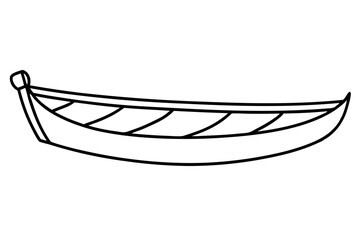 Tiny Wooden Canoe With No Paddle Line Art Vector Illustration
