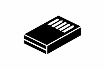 Vintage Matchbox Minimal Silhouette Black And White Vector Illustration