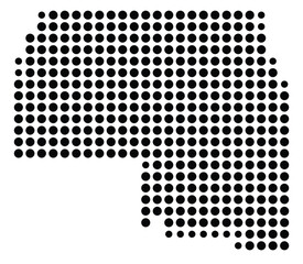 Symbol Map Of the County Yates (New York, US) showing the County with a few black dots