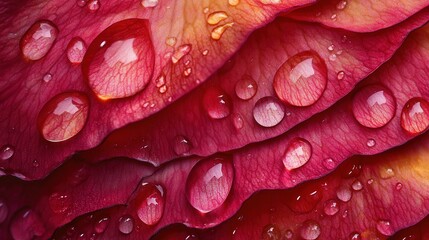 Fototapeta premium water drops flowing on the surface of a rose leaf