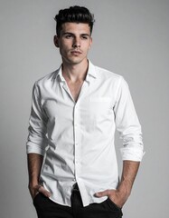 映画的,美しい,ファッションモデル,フルページ,ポートレート,エレガント,ポージング,手の仕草,自然光,表情,芸術的,写真集,生成AI,浅い被写界深度,高解像度,髪の動き,視線,バランス,構図,cinematic, beautiful, fashion model, full-page, portrait, elegant, posing, hand gesture, natural light,